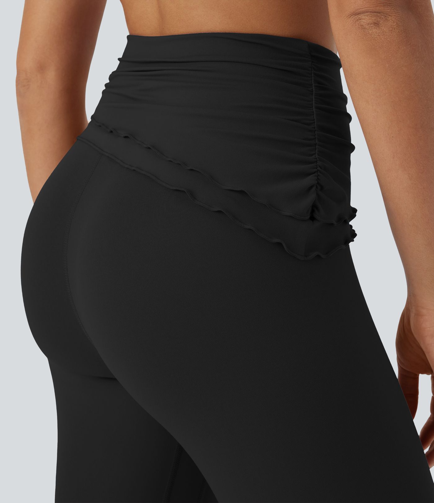 Softlyzero™ Legging Yoga Taille Haute avec Revers Plissé et Bordure en Laitue à Longueur de Cheville - UPF50+