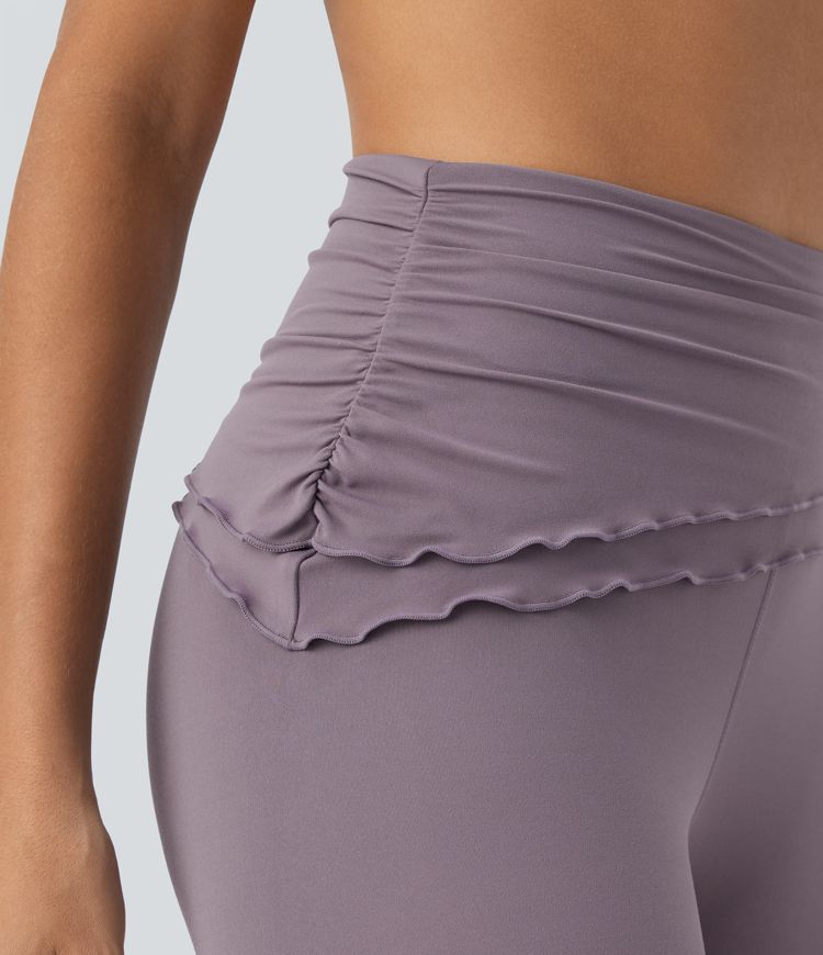 Leggings yoga Softlyzero™ tobillo ribete lechuga fruncido dobladillo alto