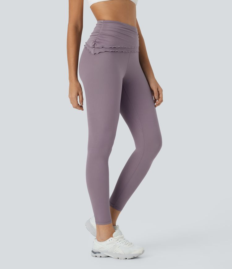 Leggings yoga Softlyzero™ tobillo ribete lechuga fruncido dobladillo alto