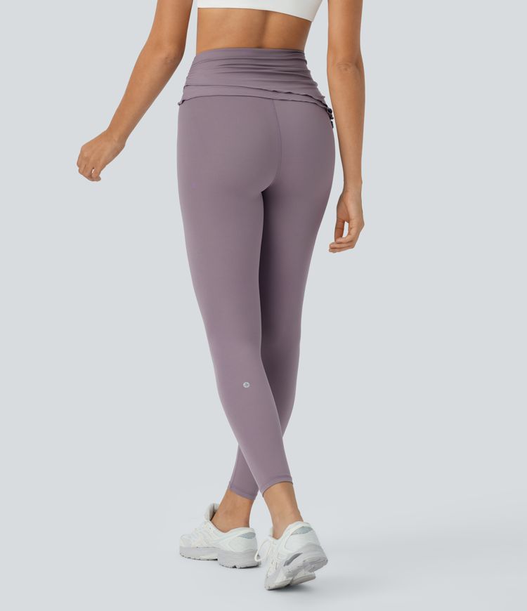 Leggings yoga Softlyzero™ tobillo ribete lechuga fruncido dobladillo alto