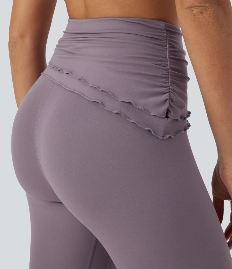 Leggings yoga Softlyzero™ tobillo ribete lechuga fruncido dobladillo alto