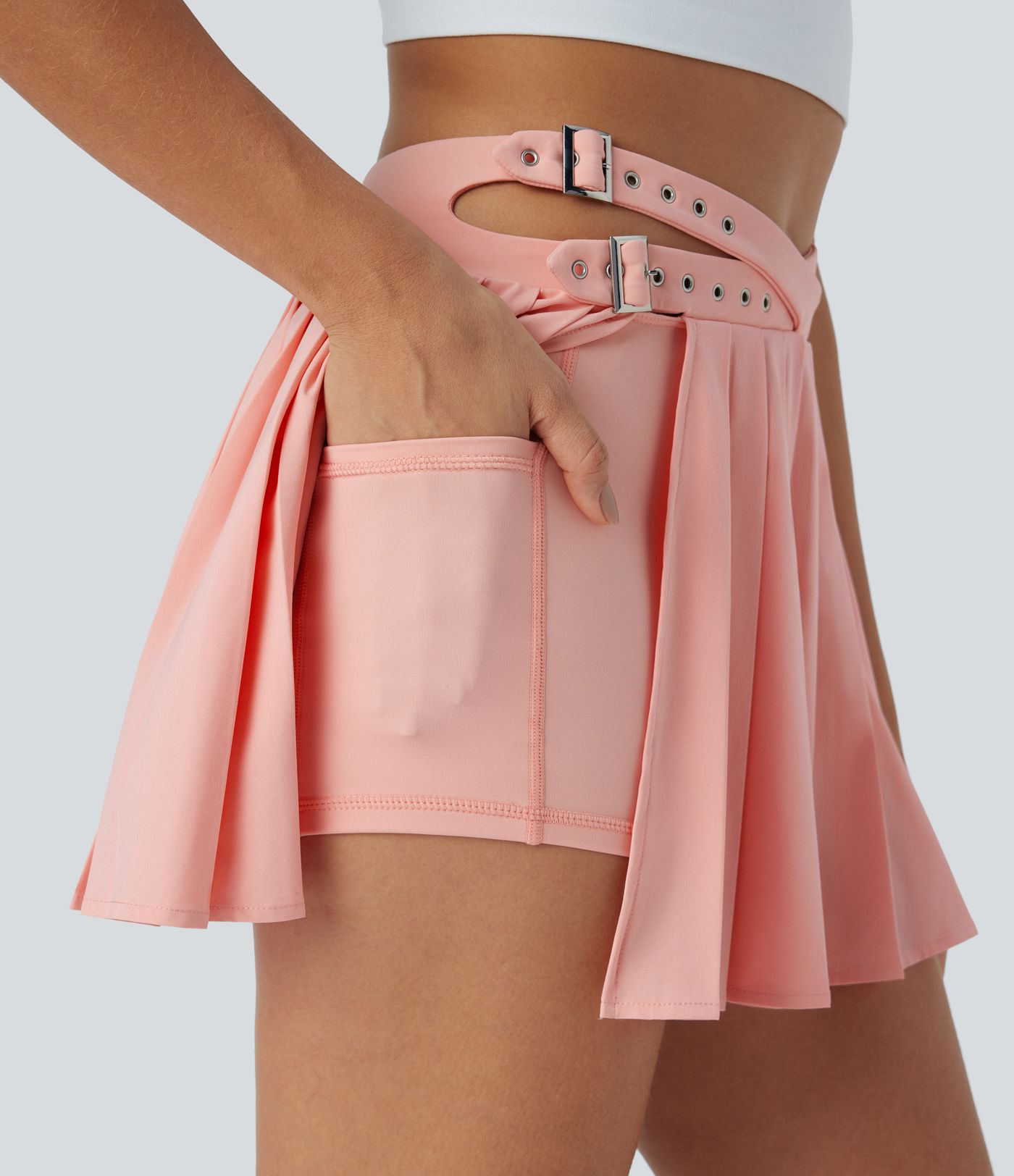Minifalda Breezeful™ baile secado rápido plisada bolsillo lateral 2 en 1 hebilla ajustable tiro alto