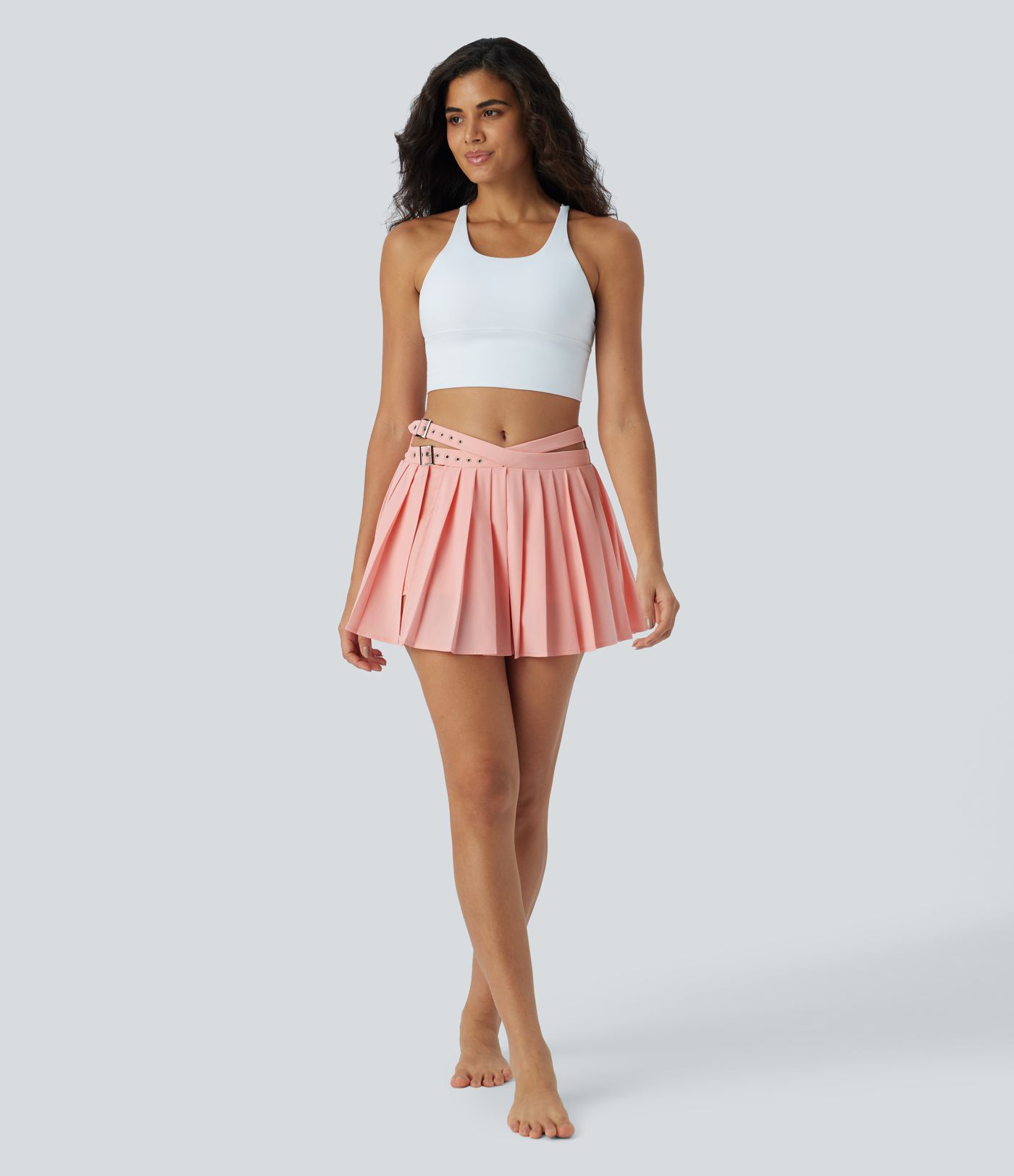 Minifalda Breezeful™ baile secado rápido plisada bolsillo lateral 2 en 1 hebilla ajustable tiro alto