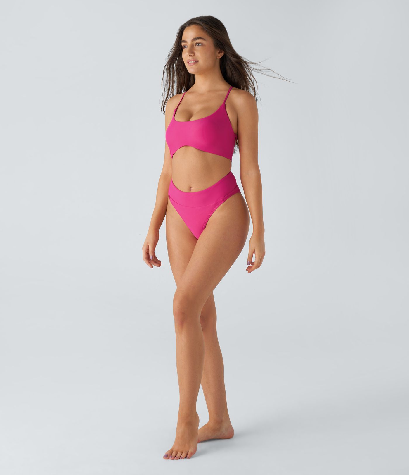 Mid Rise High Cut Bikini Bottom Swimsuit