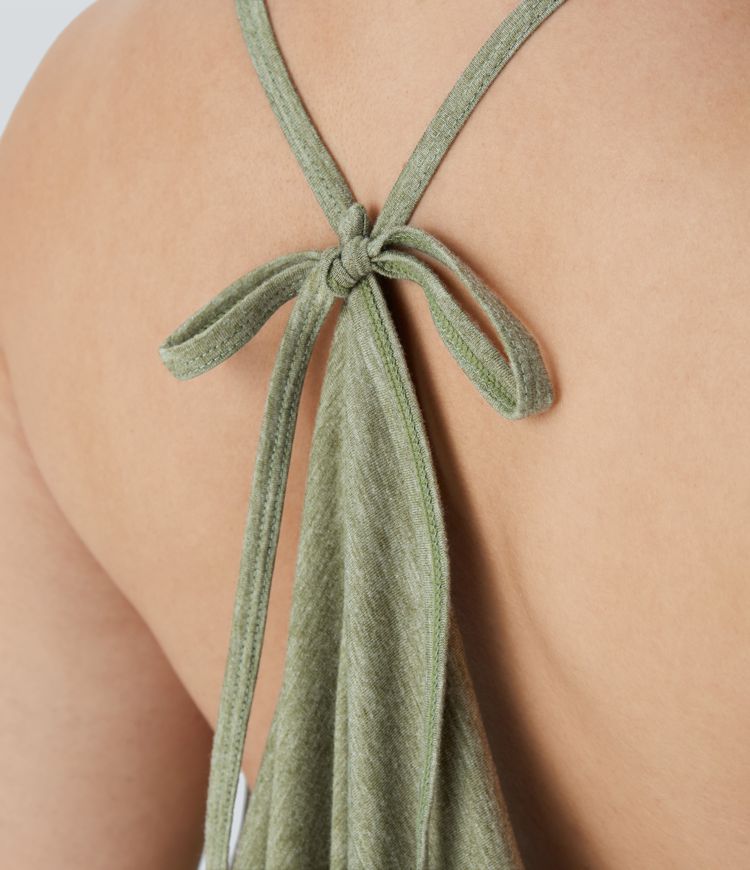 Robe Vacance Maxi Grande Taille à Col en V Dos Nu avec Lien à Nouer et Froncée