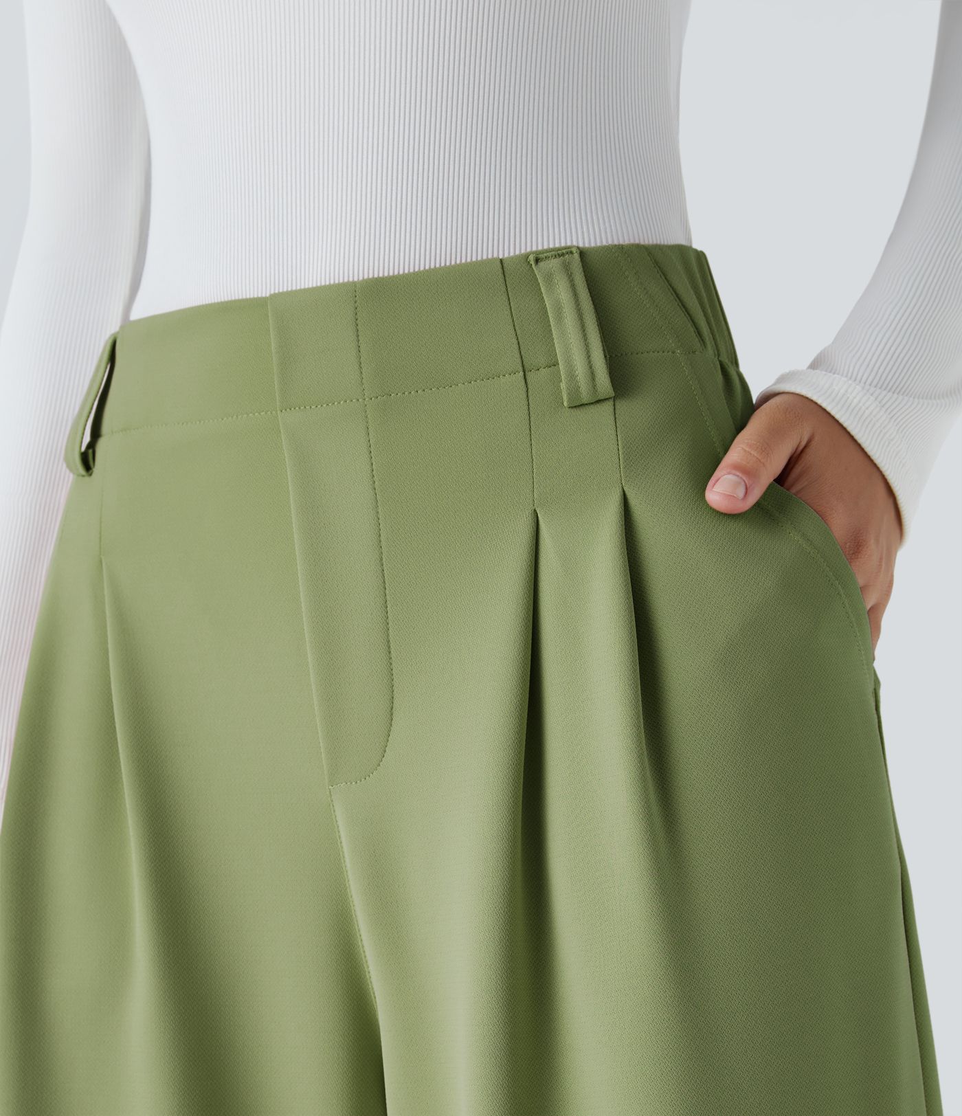 Pantalón Halara Flex™ oficina crepé pierna ancha bolsillo lateral tiro alto