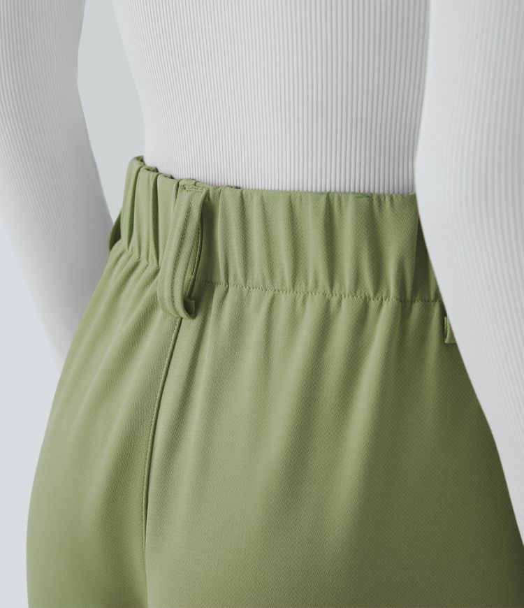 Pantalón Halara Flex™ oficina crepé pierna ancha bolsillo lateral tiro alto