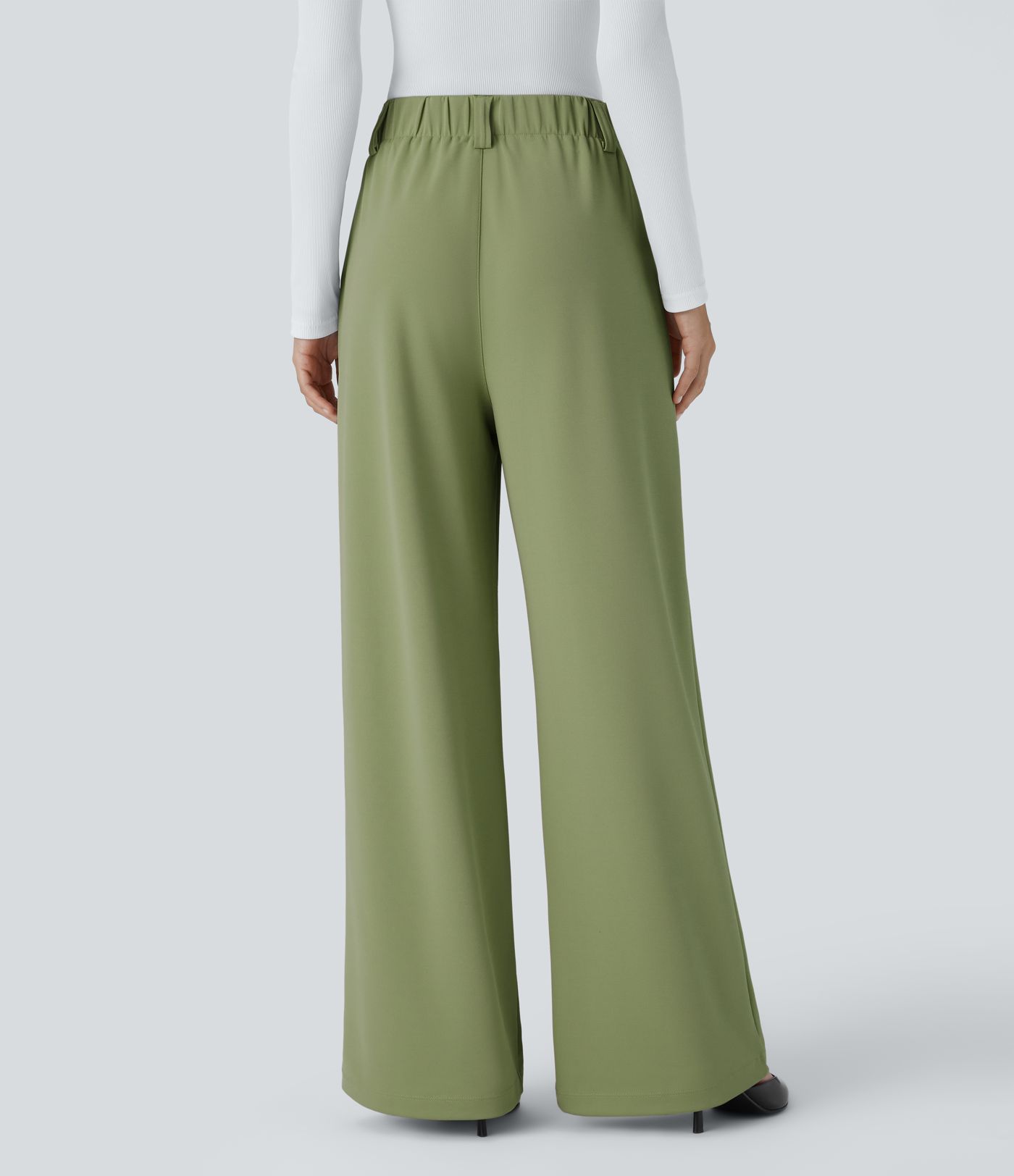 Pantalón Halara Flex™ oficina crepé pierna ancha bolsillo lateral tiro alto