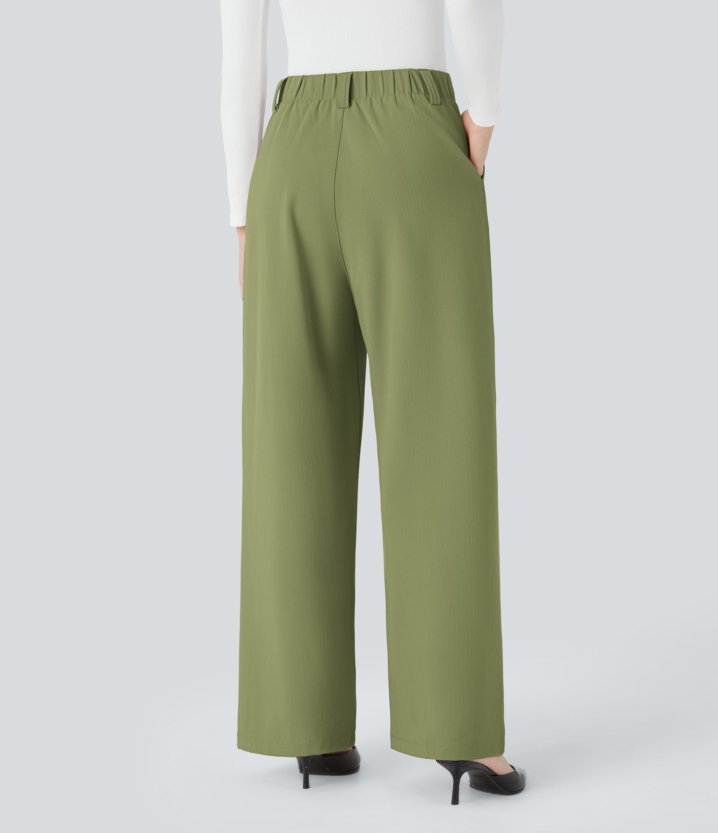 Halara Flex™ High Waisted Side Pocket Herringbone Wide Leg Work Trousers
