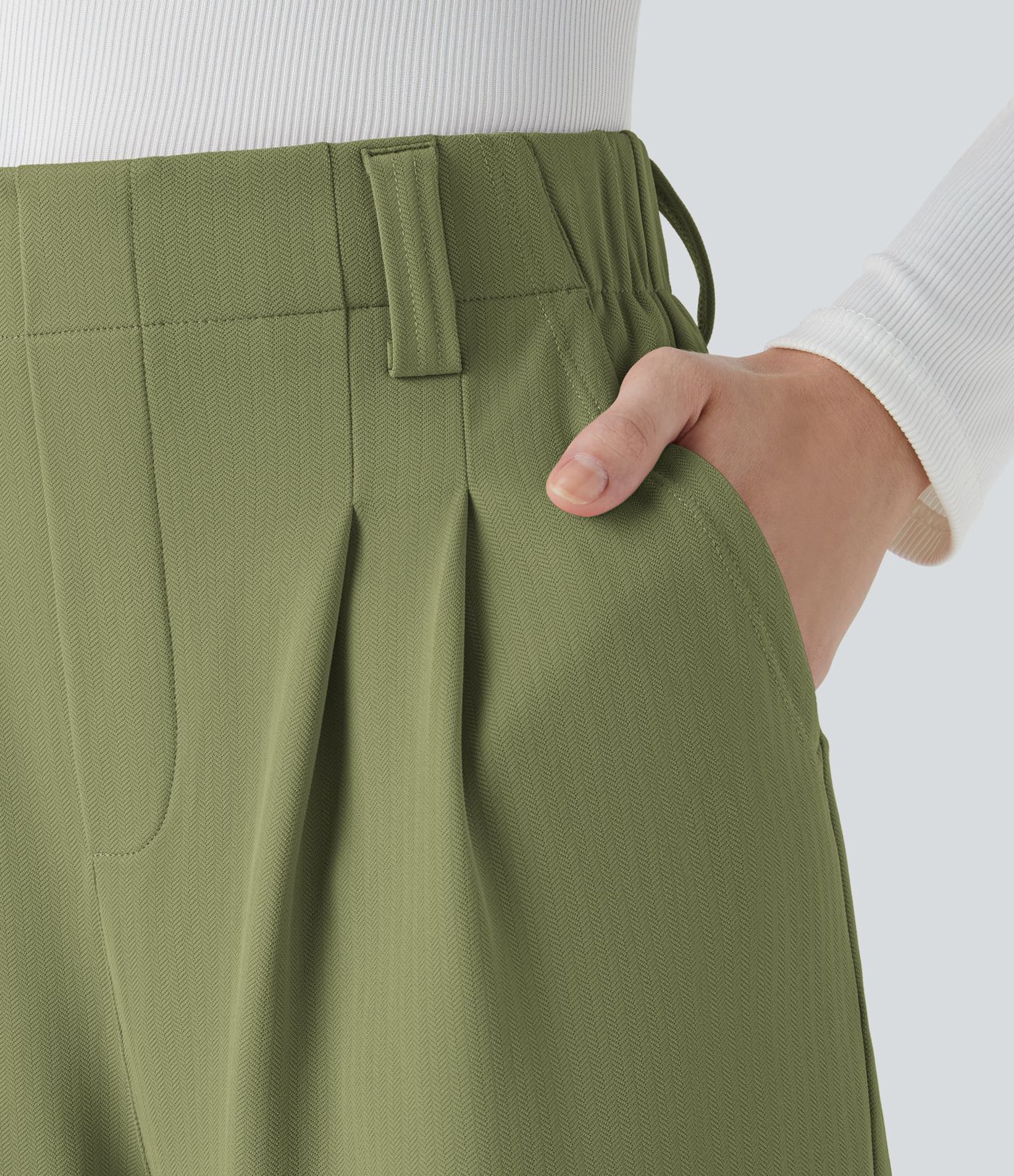 Halara Flex™ High Waisted Side Pocket Herringbone Wide Leg Work Trousers