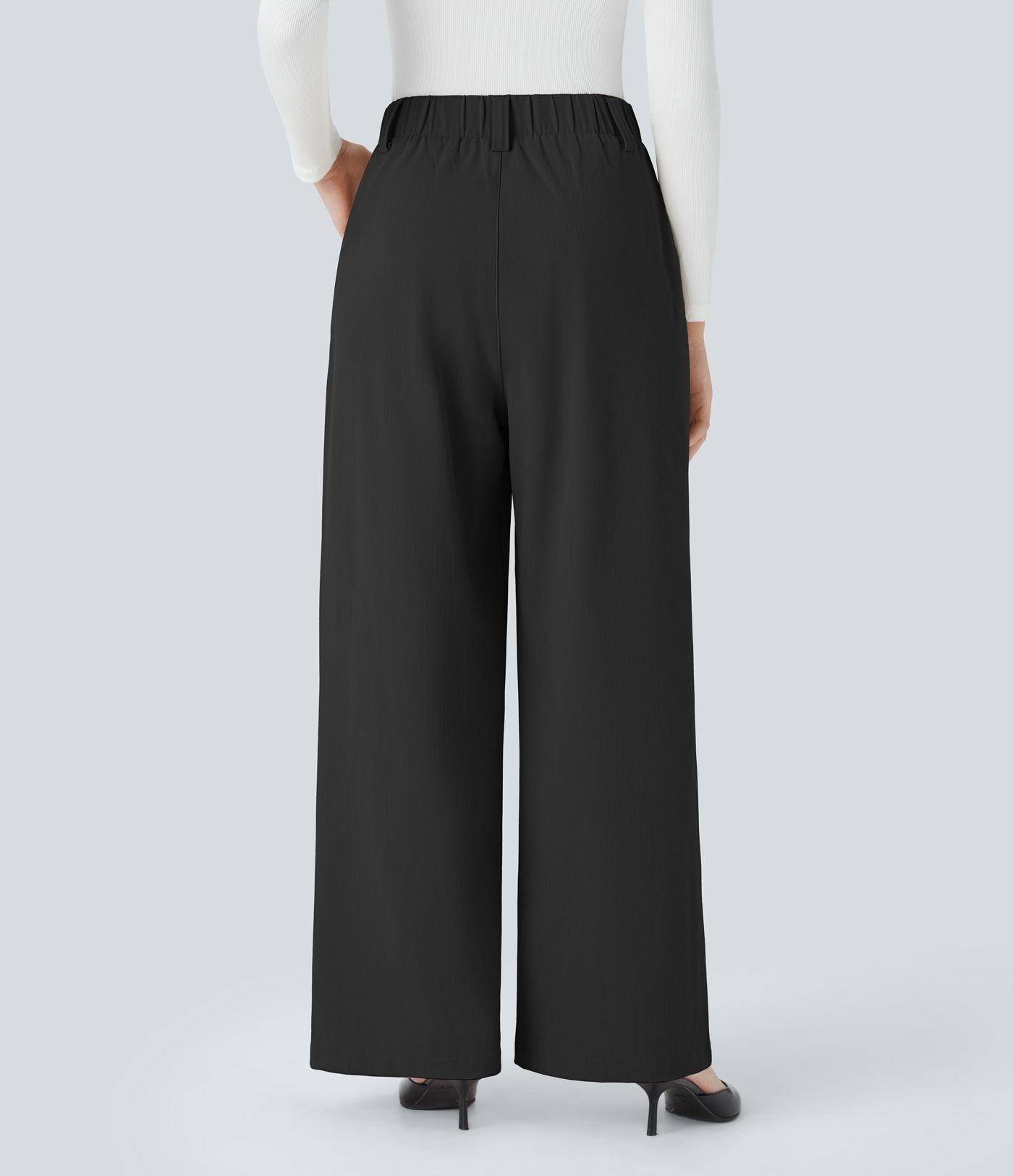 Halara Flex™ Pantalon Tailleur Large Taille Haute Plissés avec Poches Latérales à Chevrons