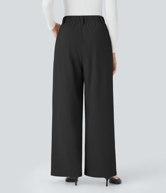 Halara Flex™ Pantalon Tailleur Large Taille Haute Plissés avec Poches Latérales à Chevrons