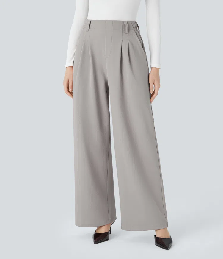 Halara Flex™ High Waisted Pocket Herringbone Wide Leg Work Pants