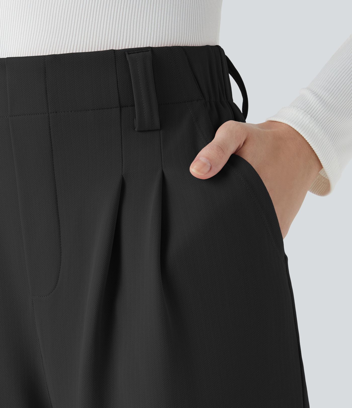 Halara Flex™ Pantalon Tailleur Large Taille Haute Plissés avec Poches Latérales à Chevrons