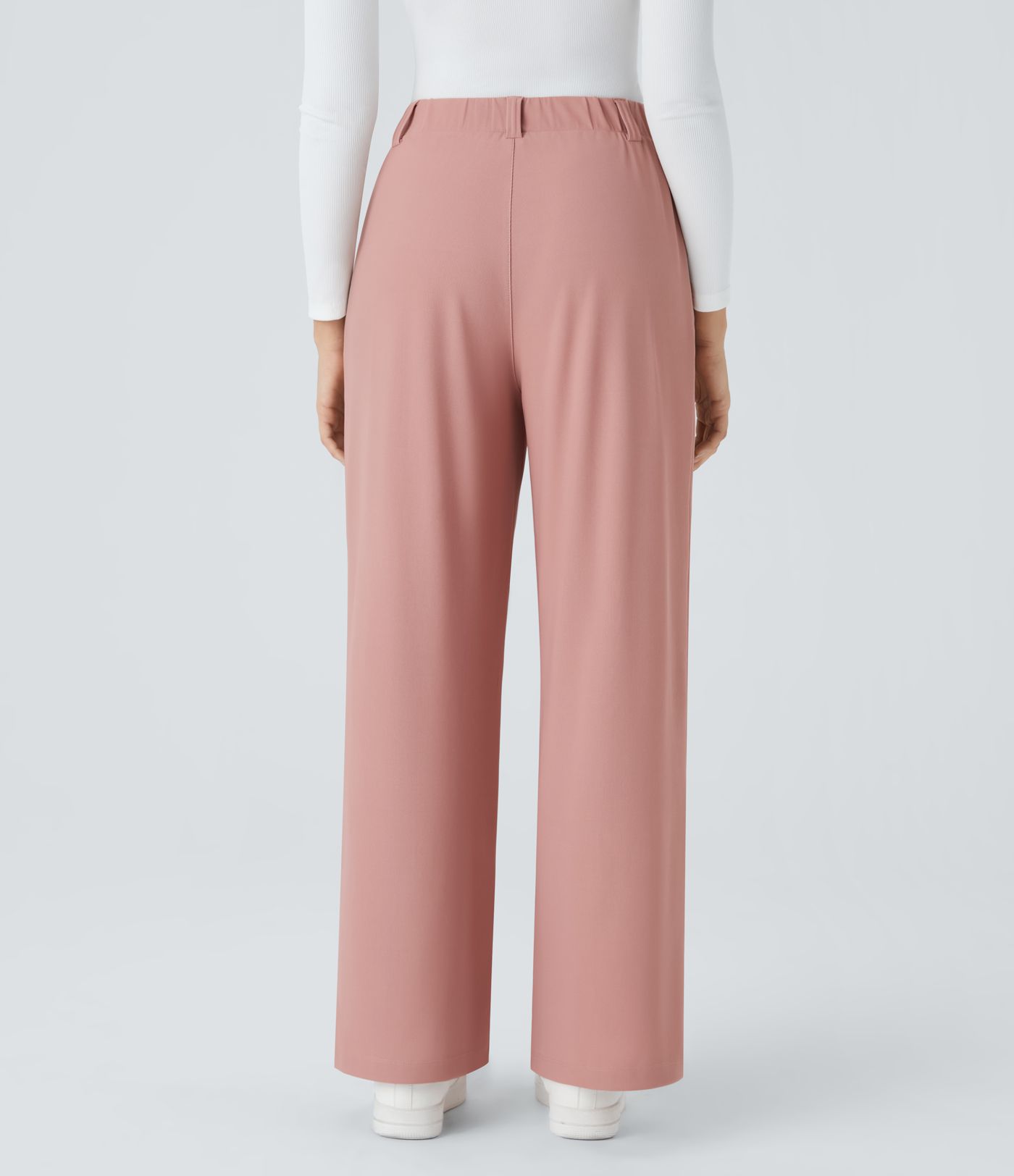 Pantalón Halara Flex™ oficina tiro alto pliegue bolsillo lateral pierna ancha micro gofre