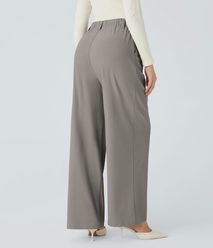 Halara Flex™ High Waist Pleated Side Pocket Wide Leg Twill Work Pants