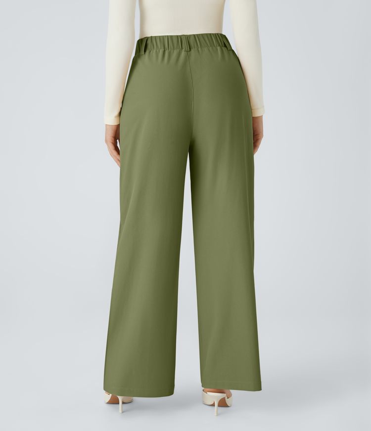 Halara Flex™ High Waisted Side Pocket Wide Leg Twill Work Trousers