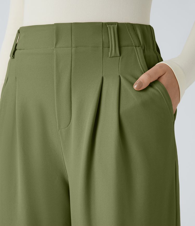 Halara Flex™ High Waisted Side Pocket Wide Leg Twill Work Trousers