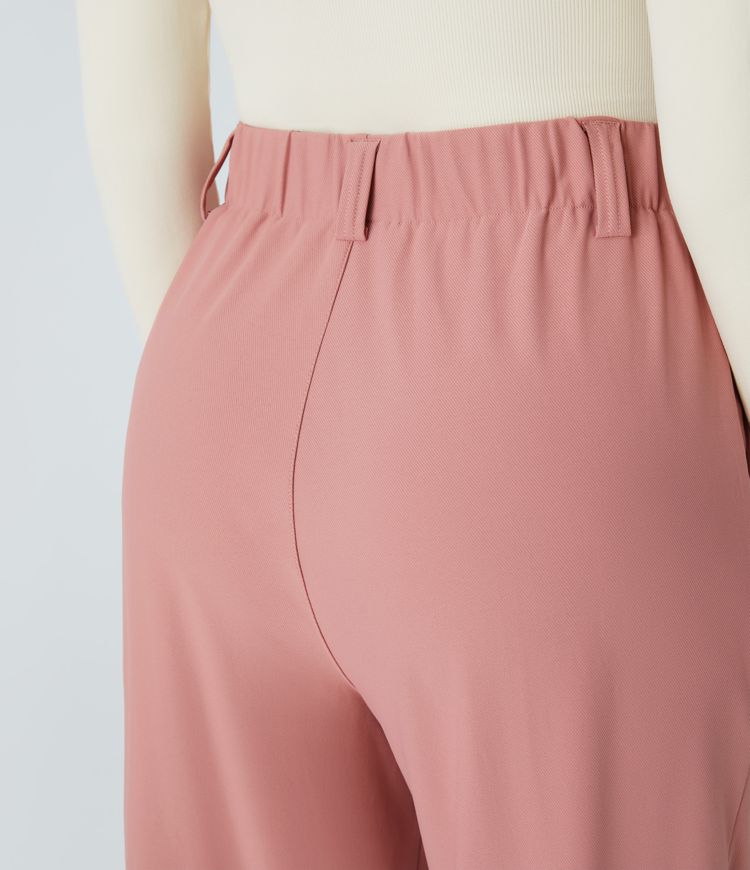 Pantalón Halara Flex™ oficina sarga pierna ancha bolsillo lateral plisado tiro alto