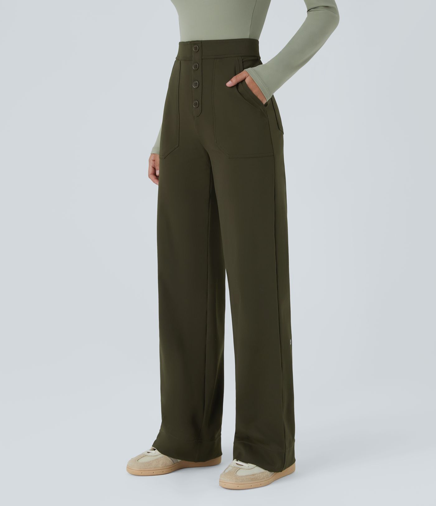 Pantalon coupe droite taille haute DayStretch avec poches