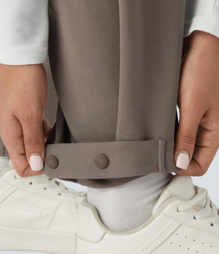 Pantalón Halara Flex™ oficina tiro alto plisado bolsillo lateral de pierna recta dobladillo ajustable