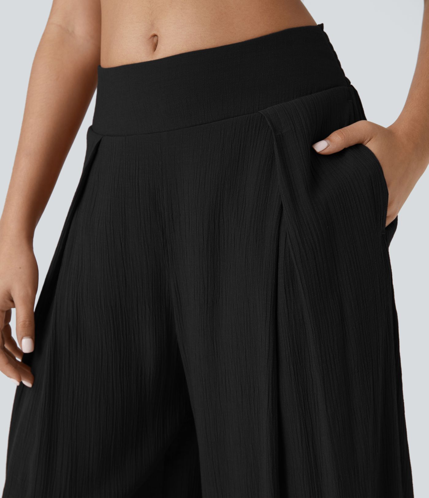 High Waisted Back Elastic Side Pocket Barrel Leg Casual Joggers