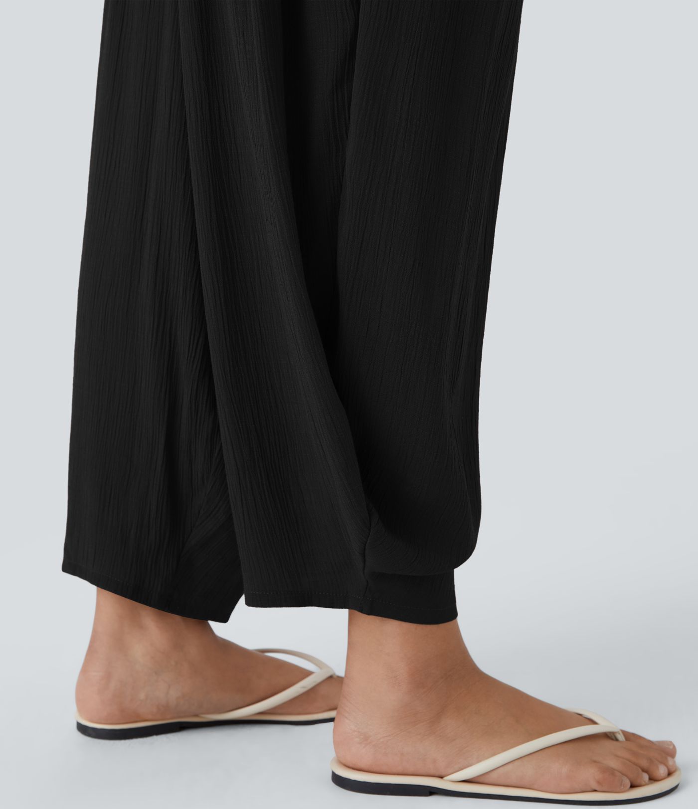 High Waisted Back Elastic Side Pocket Barrel Leg Casual Joggers