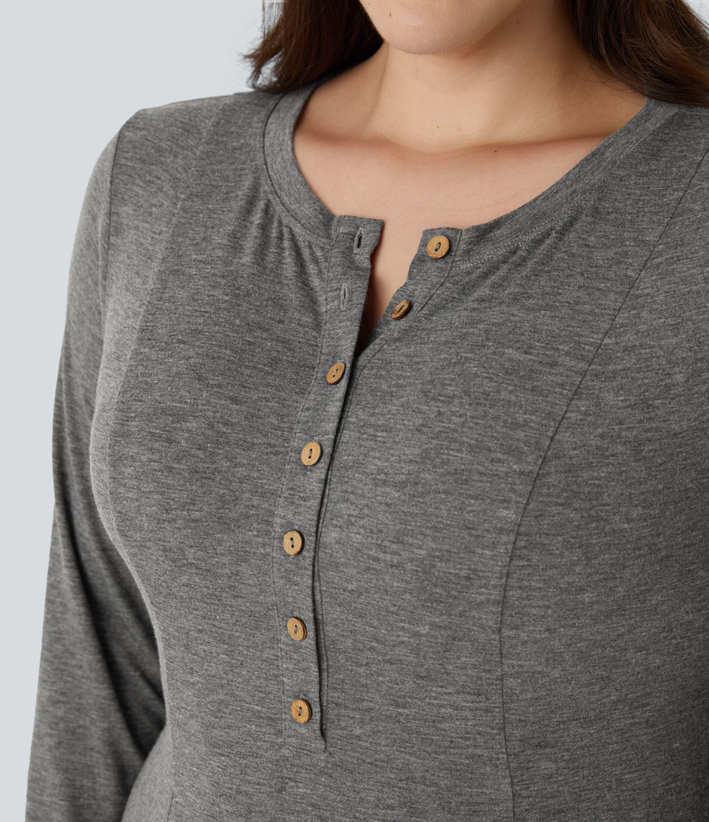 Round Neck Long Sleeve Flare Maxi Casual Plus Size Dress