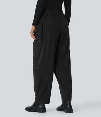 High Waisted Pocket Corduroy Casual Pants