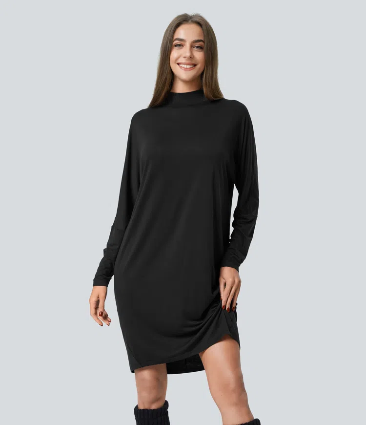 Mockneck long sleeve mini lounge one piece
