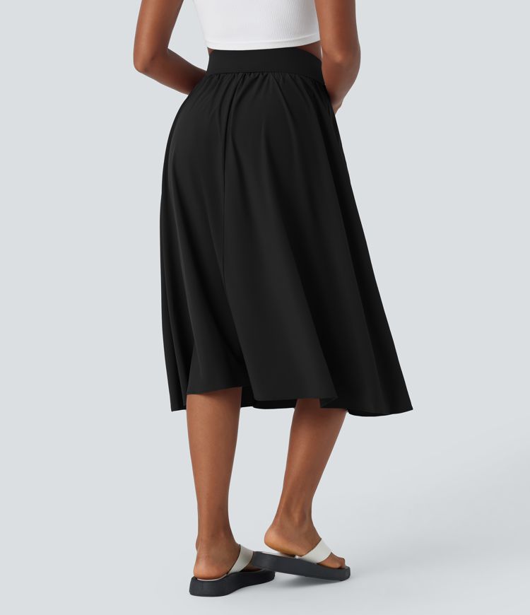 Breezeful™ upe Évasée Casual Midi 2 en 1 à Taille Haute avec Poches Latérales et Séchage Rapide