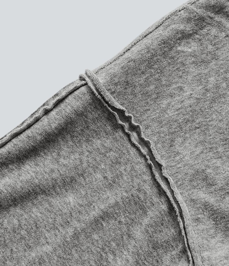 Boat Neck Bishop Sleeve Raw Trim Casual Sweatshirt