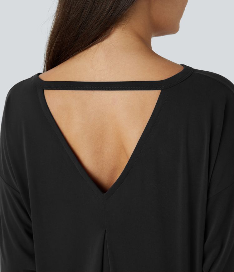 Cutout 3/4 Sleeve Yoga Sports Top