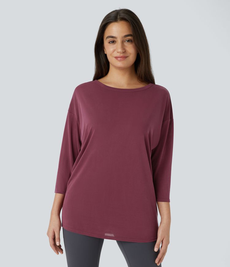 Cut Out 3/4 Sleeve Yoga Sports Top