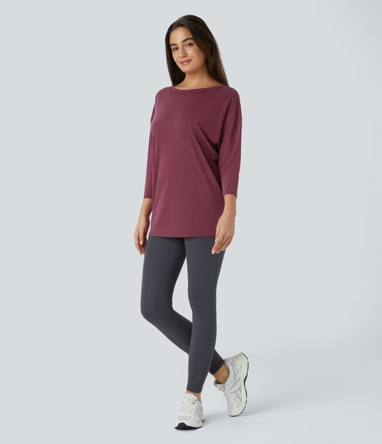 Cut Out 3/4 Sleeve Yoga Sports Top