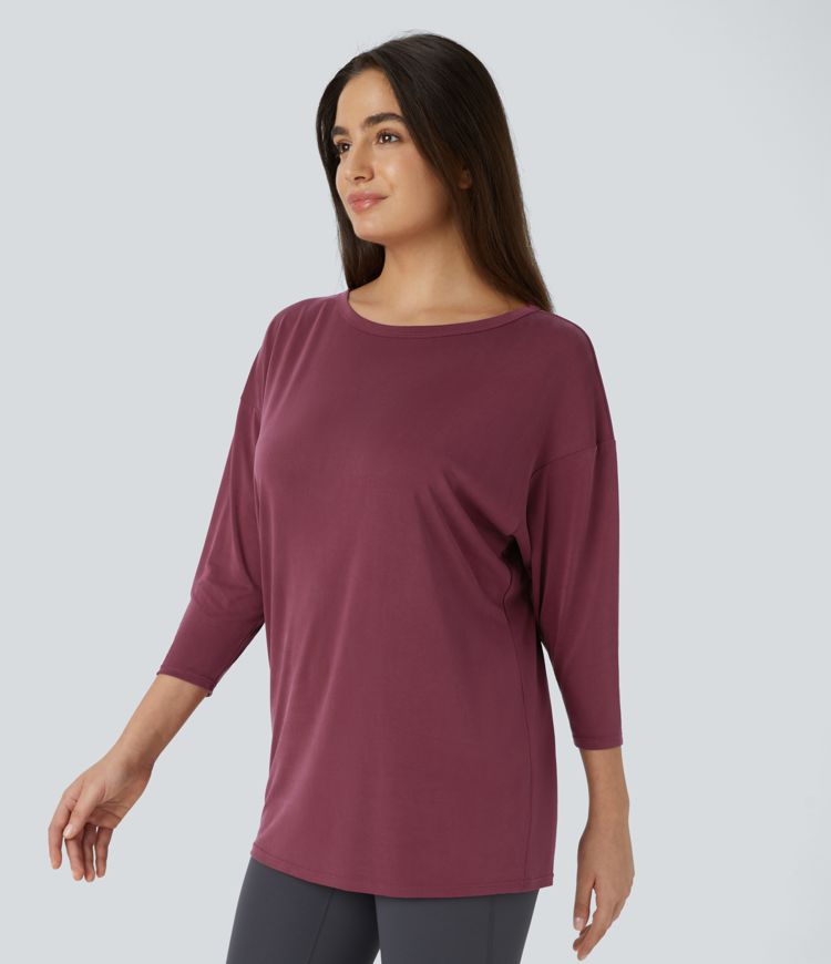 Cut Out 3/4 Sleeve Yoga Sports Top