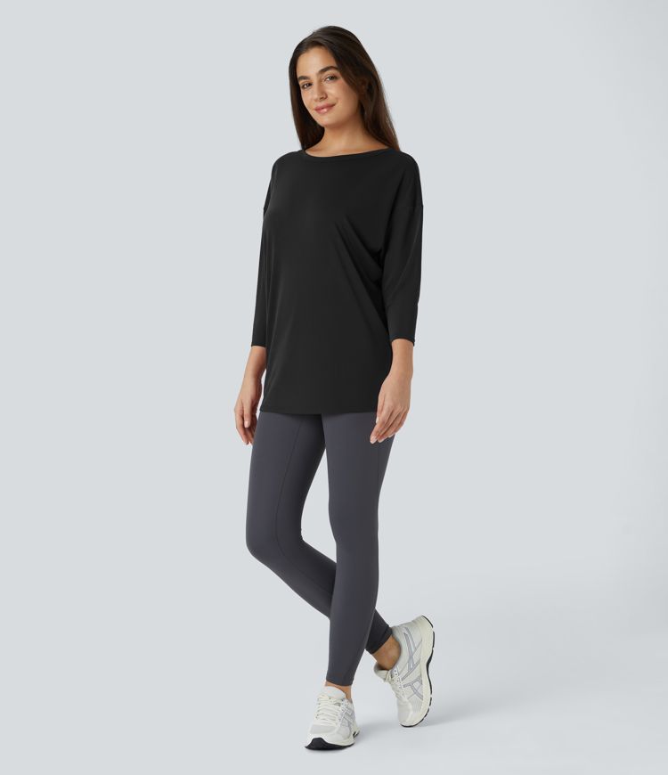 Cutout 3/4 Sleeve Yoga Sports Top