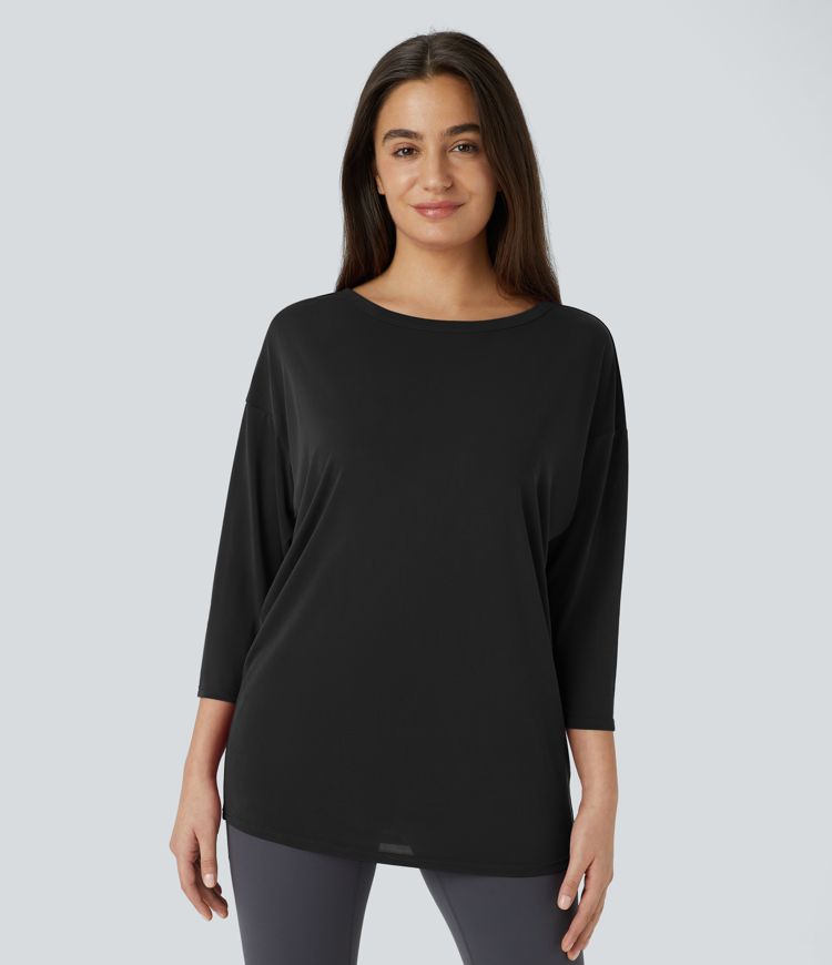 Cutout 3/4 Sleeve Yoga Sports Top