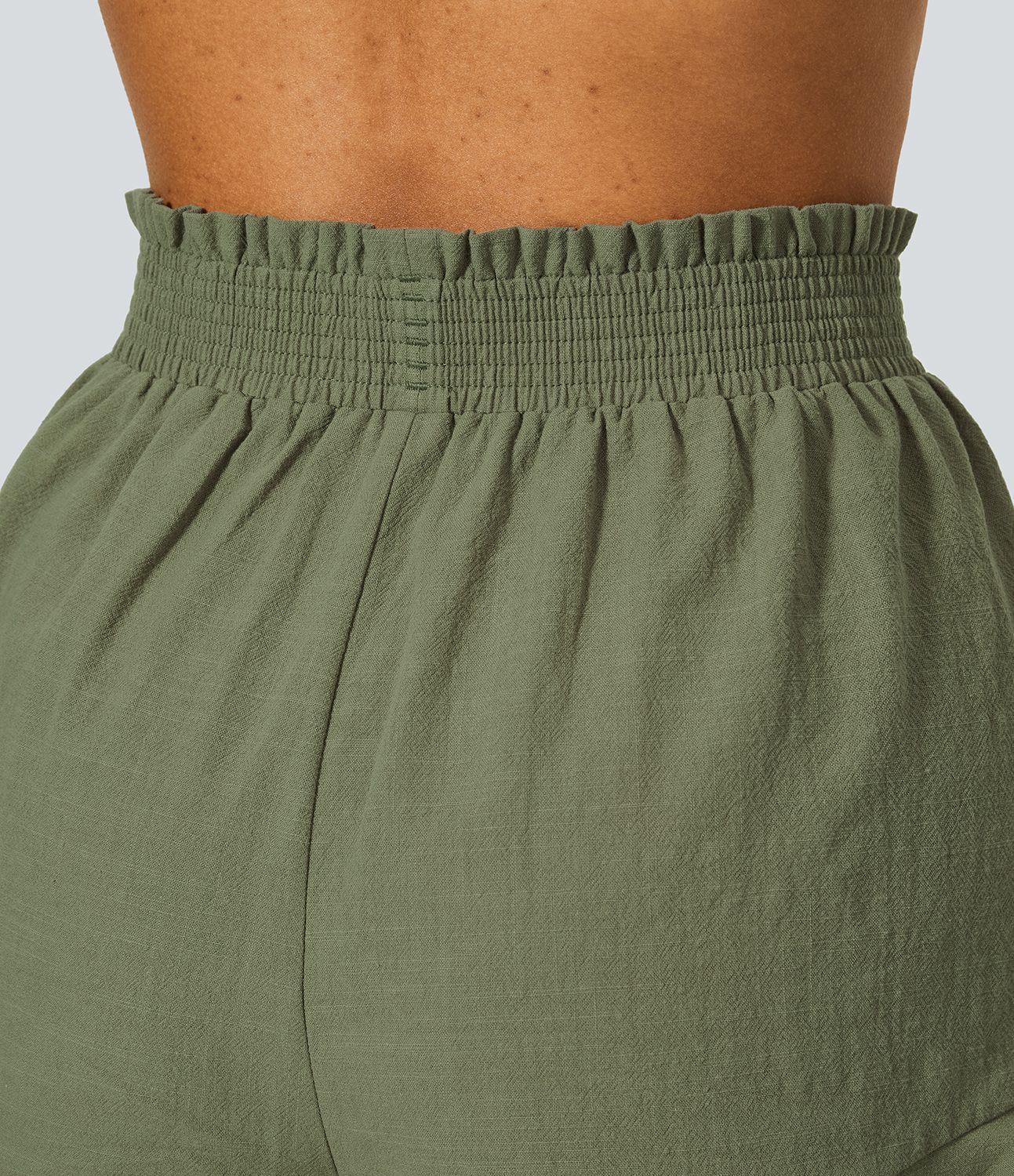 하이웨이스트 프릴 셔링 러플 하늘거리는 캐주얼 린넨 느낌 반바지