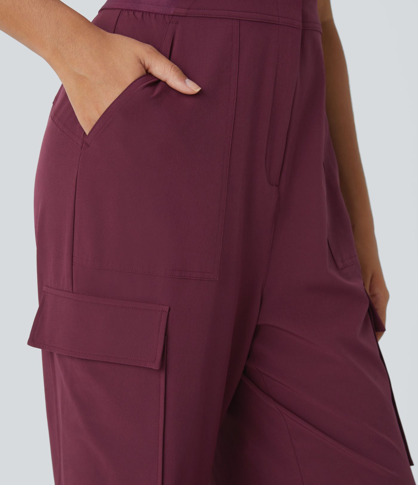 Breezeful™ Sleeveless Zipper Snap Pockets Quick Dry Casual Cargo Jumpsuit