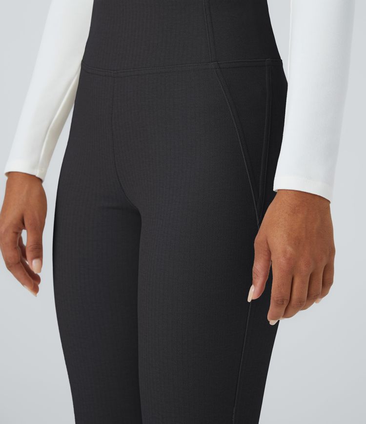 Halara Flex™ Pantalon Tailleur skinny à chevrons, taille haute, poches arrière et fermetures éclair aux chevilles