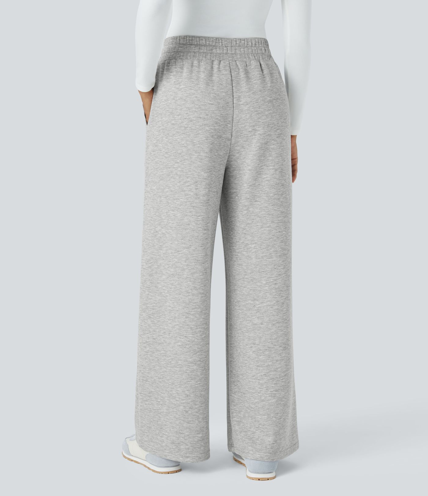 Mid Rise Drawstring Side Pocket Straight Leg Casual Trousers