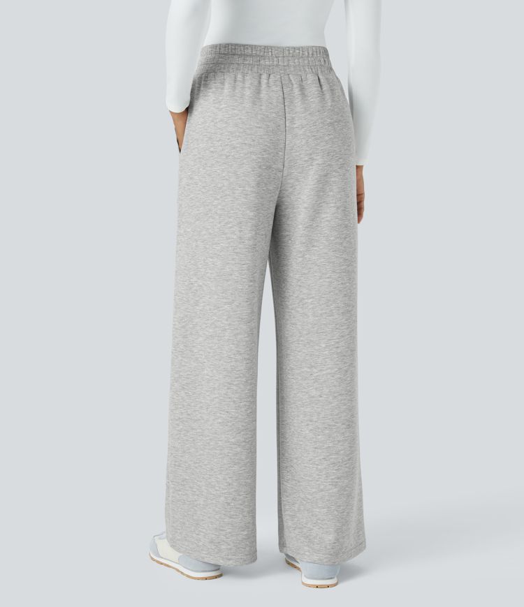 Mid Rise Drawstring Pocket Straight Leg Casual Pants