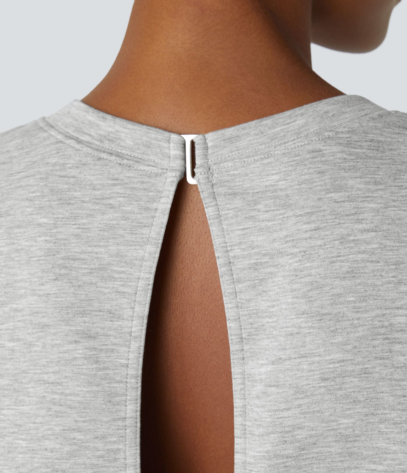 Mono cuello redondo espalda gancho G manga larga cordón ajustable bolsillo lateral