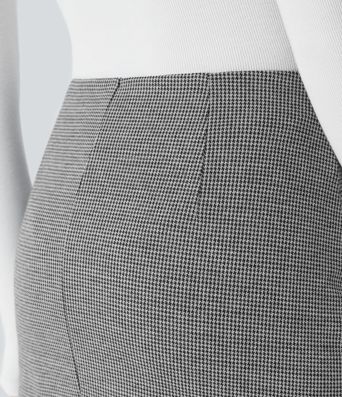 High Waisted Asymmetric Ruched 2-in-1 Houndstooth Mini Work Skirt