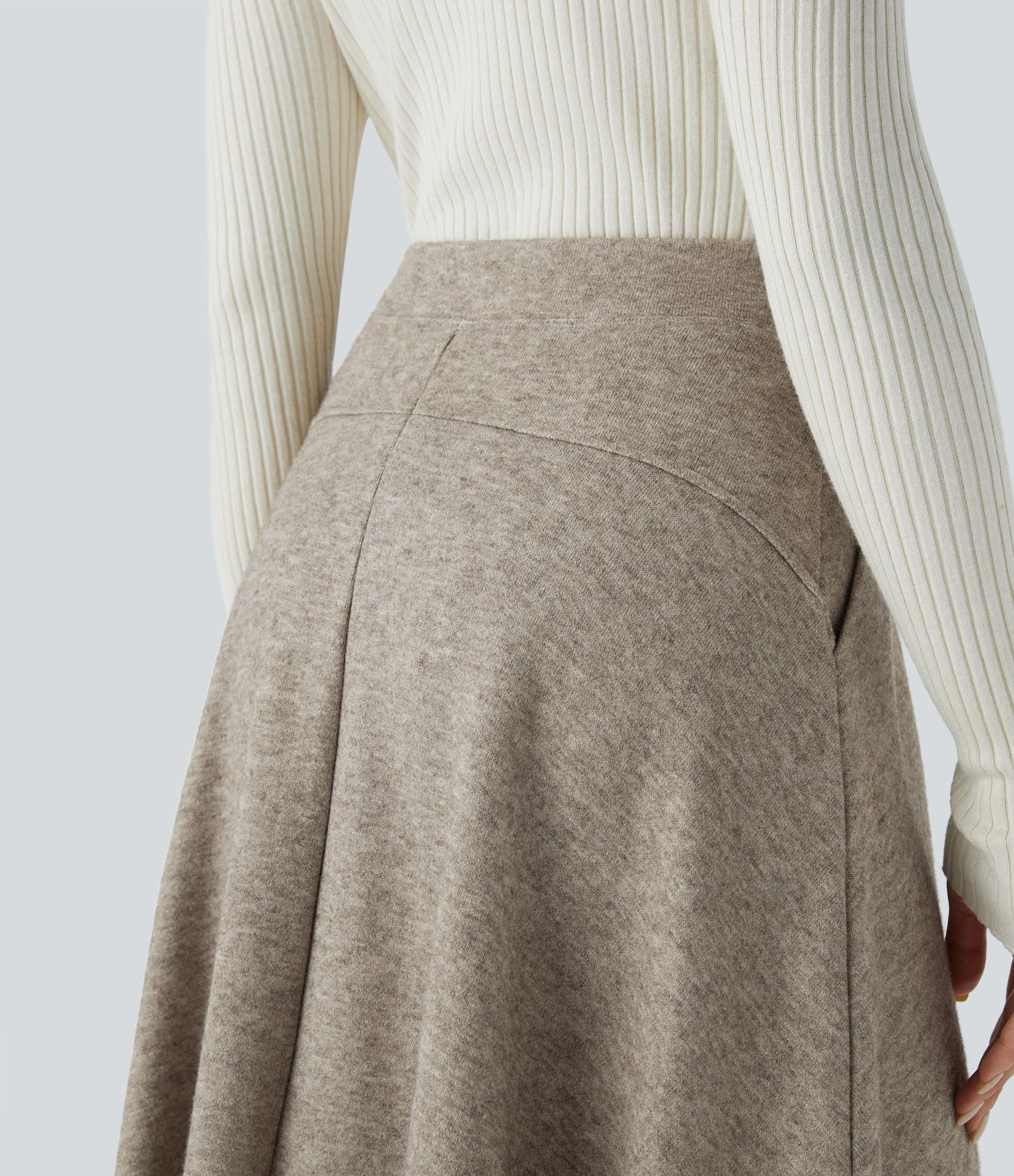 Falda acampanada tiro alto bolsillo lateral botón decorativo