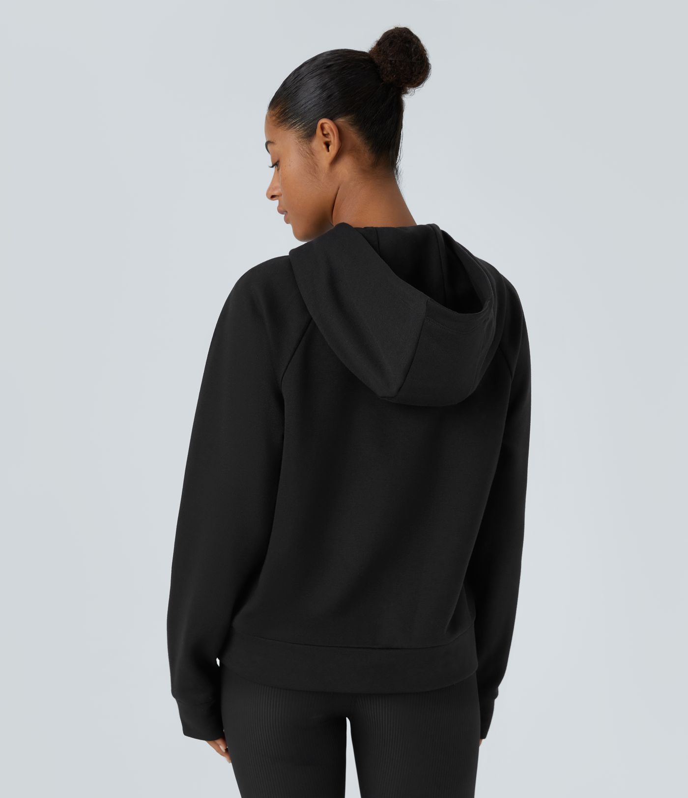 Sweat-shirt décontracté à capuche en polaire avec demi-zip et manches longues