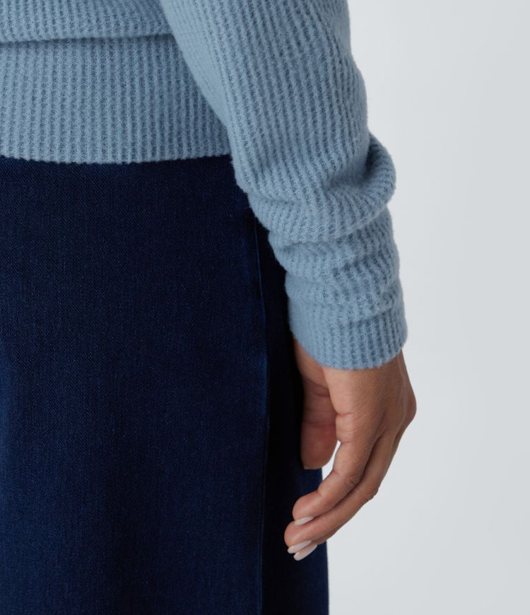 Cowl Neck Drawstring Dropped Shoulder Long Sleeve Relaxed Waffle Casual Sweatshirt