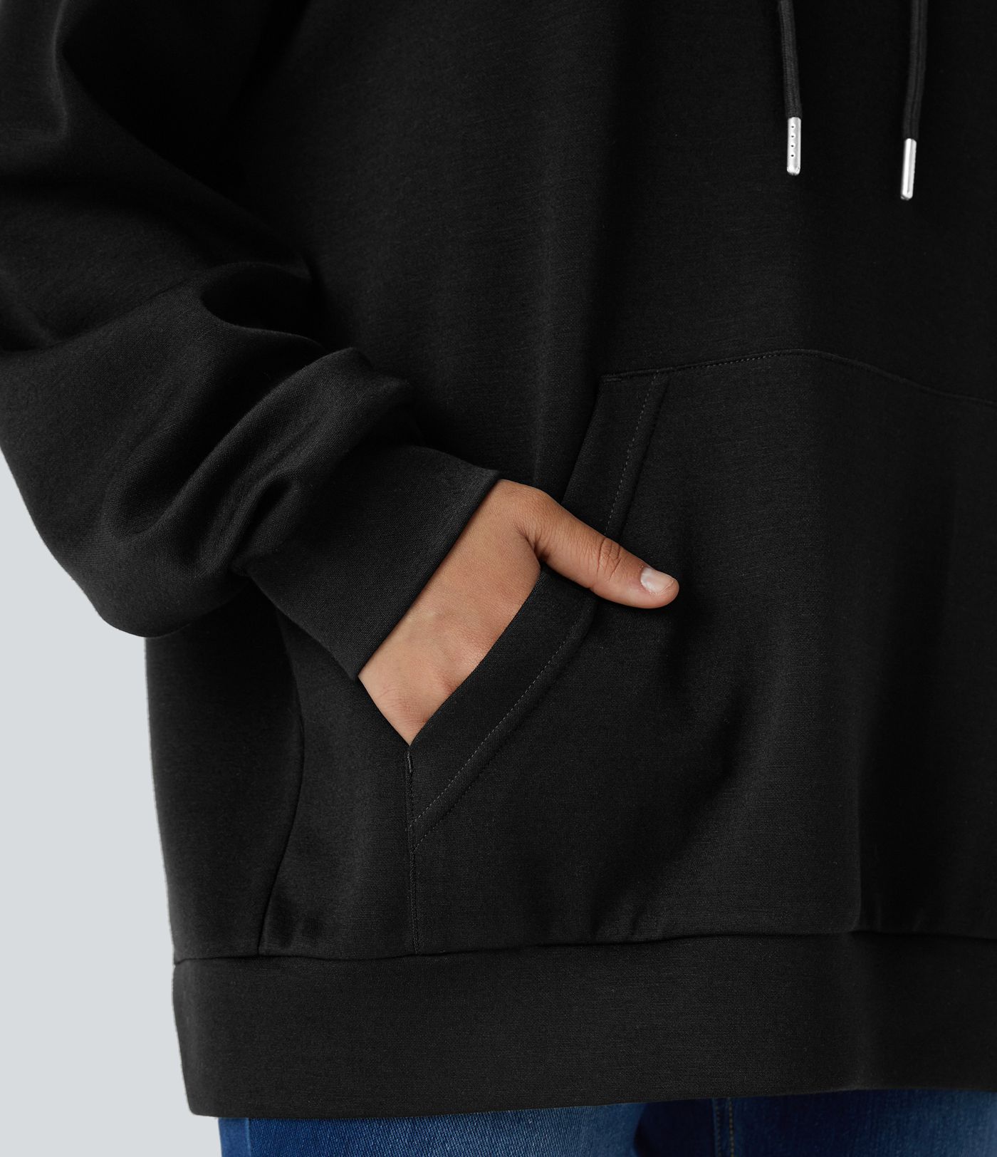 Hooded Drawstring Long Sleeve Kangaroo Pocket Crossover Casual Sweatshirt