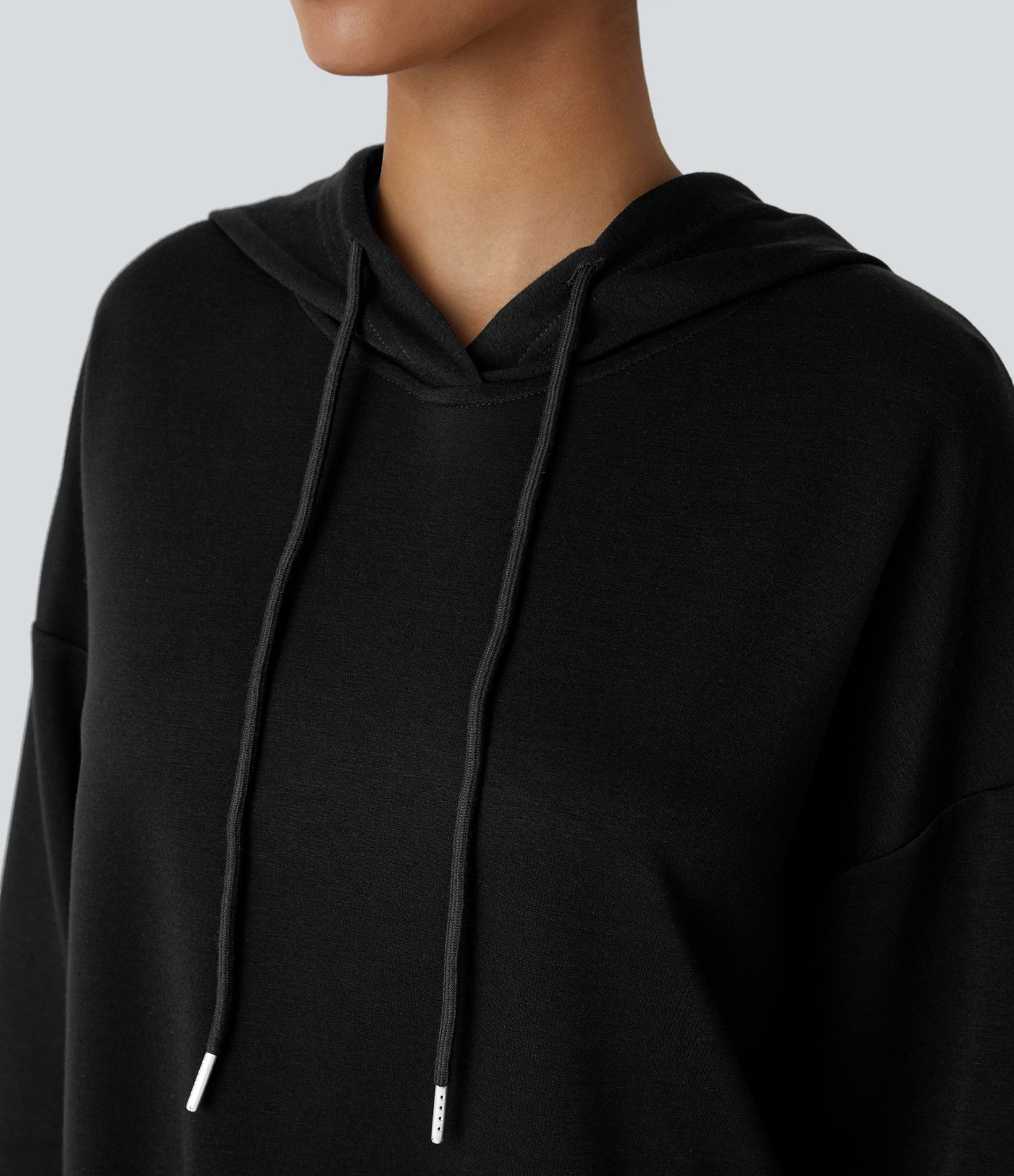 Hooded Drawstring Long Sleeve Kangaroo Pocket Crossover Casual Sweatshirt